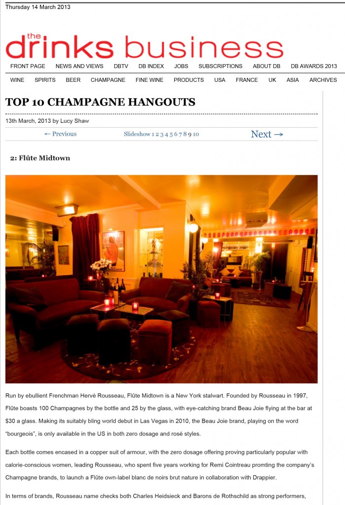 Flûte Bar • News & Events • Flûte Midtown A Top 10 Champagne Hangout • NYC's Premier Champagne